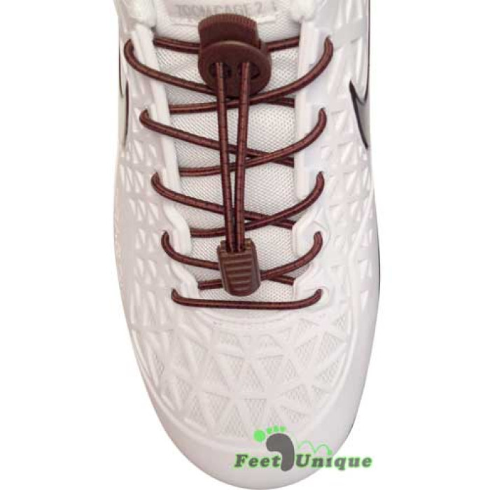 Elastic stripes dark brown shoelaces