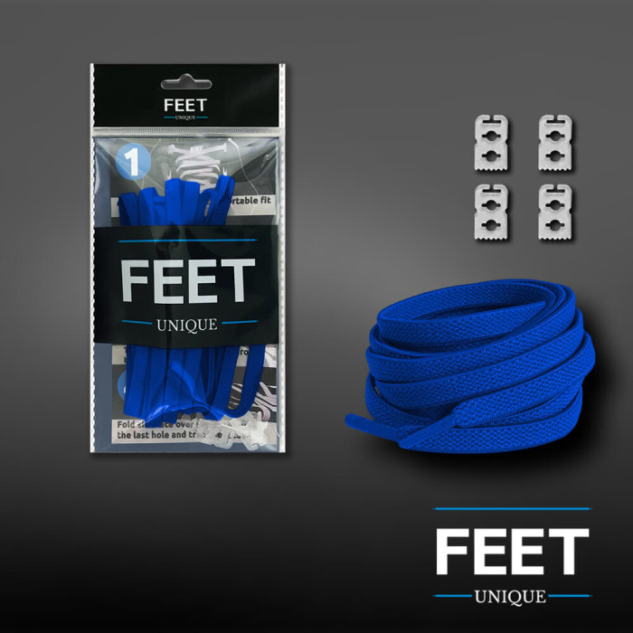 Elastic flat blue shoelaces (no tie)