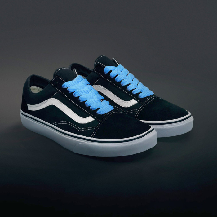 Extra wide light blue shoelaces