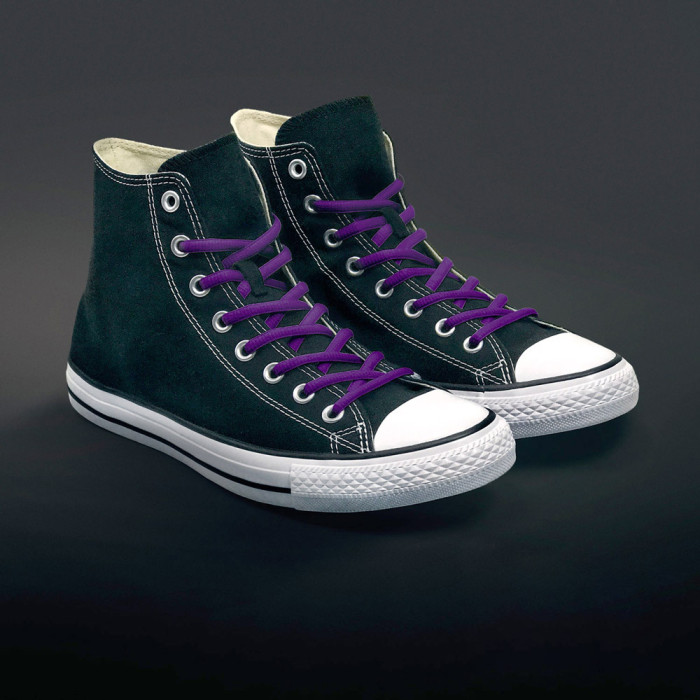 Oval purple shoelaces