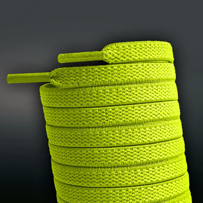 Elastic flat neon yellow shoelaces (no tie)