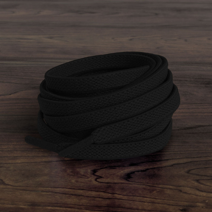 Elastic flat black shoelaces (no tie)