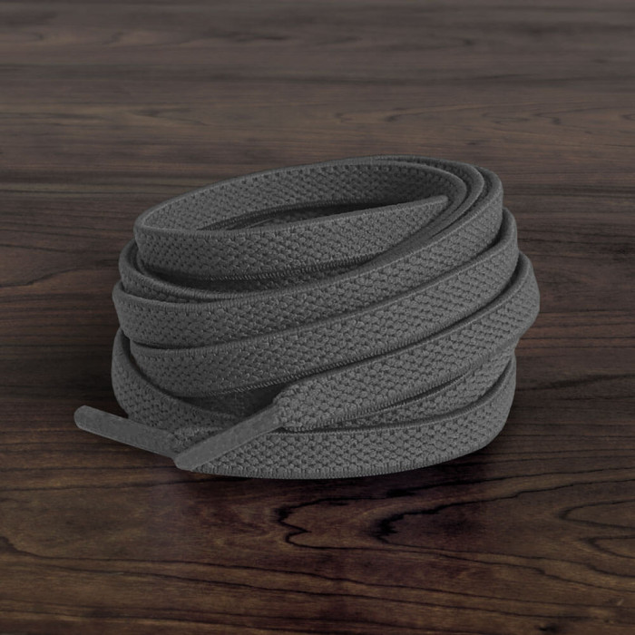 Elastic flat dark grey shoelaces (no tie)