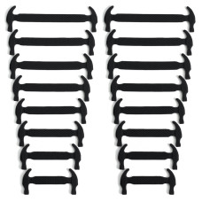 Black elastic silicone shoelaces